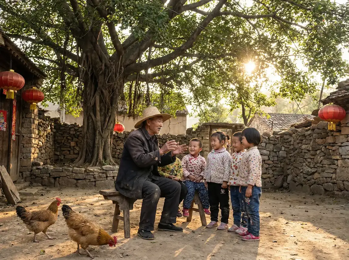老人在大榕树下给孩子们讲故事 - 桃花社区在线观看视频 乡村记忆
